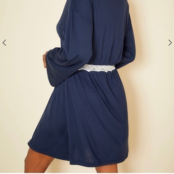 COSABELLA lace trim flirty sleep robe NAVY/MOON L - Picture 13 of 13